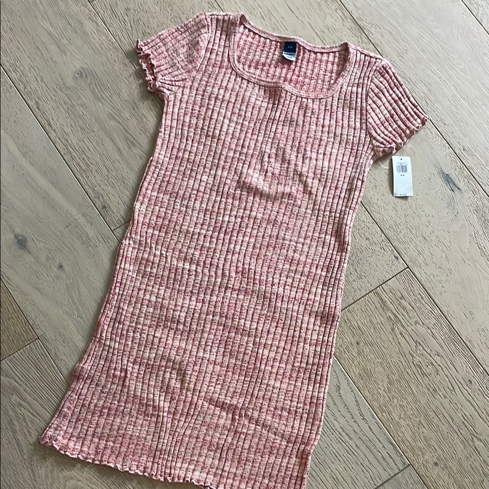 Pink Ribbed Knit Dress